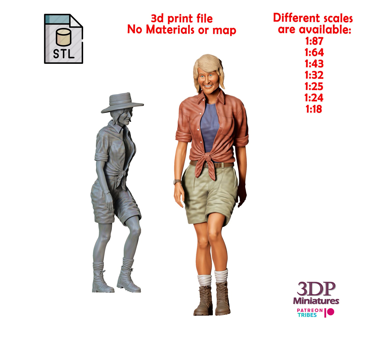 3DP Miniatures, Jurassic Park Ellie Sattler Laura Dern, STL Files, 3D print Files