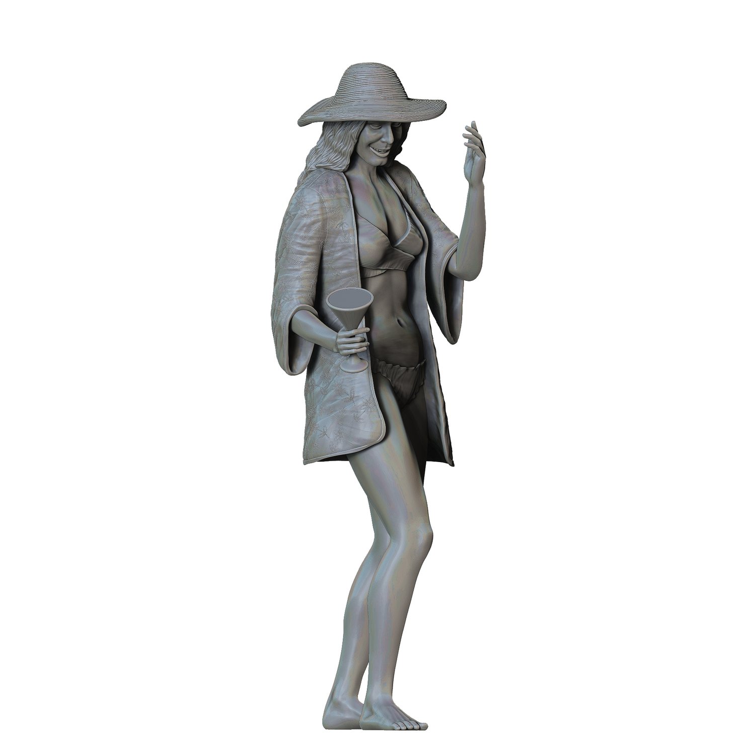 3DP Miniatures,  pool Party woman Drinking, STL Files, 3D Print Files