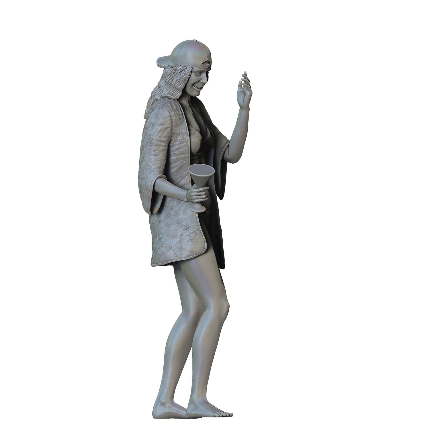 3DP Miniatures,  pool Party woman Drinking, STL Files, 3D Print Files