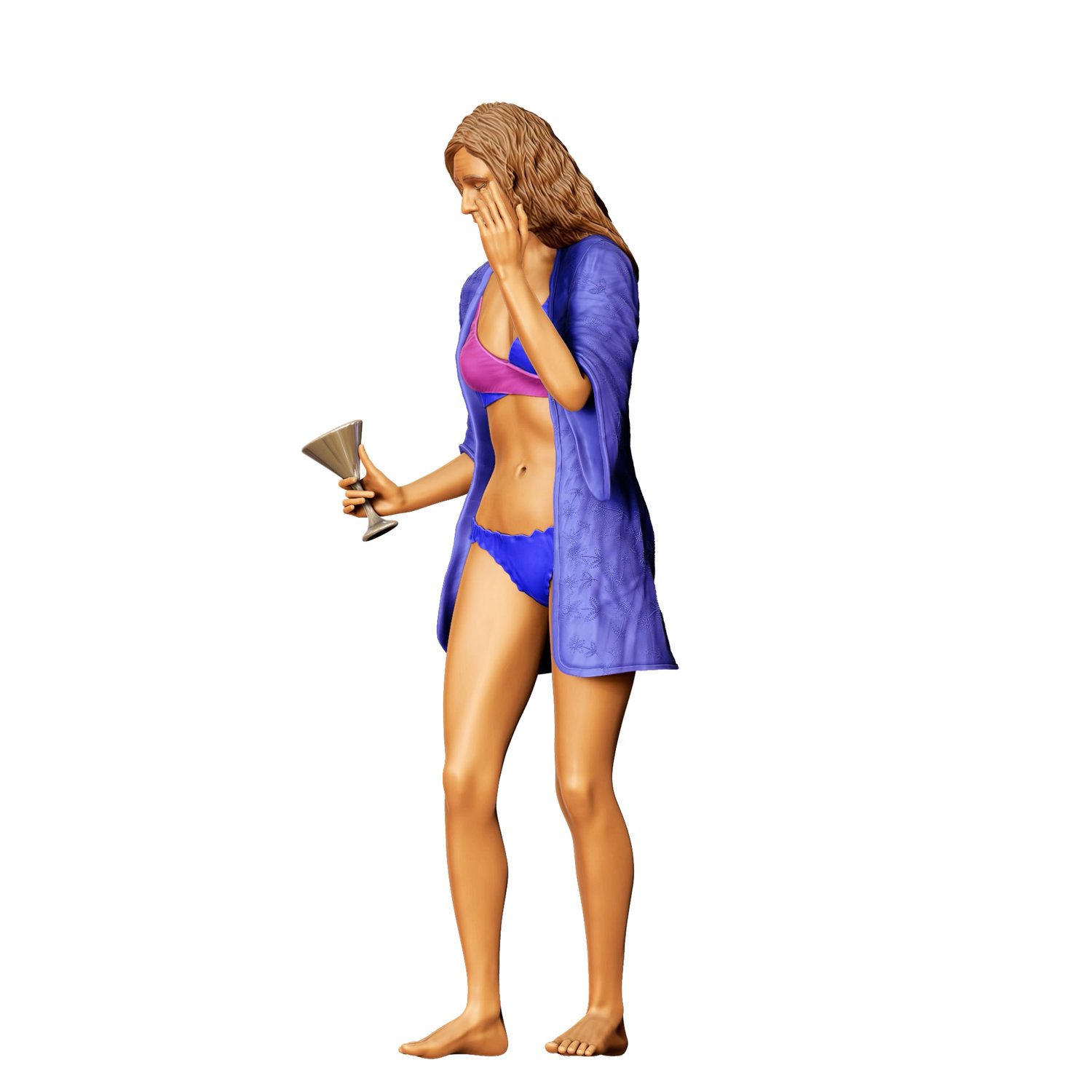 3DP Miniatures,  pool Party woman Drinking, STL Files, 3D Print Files