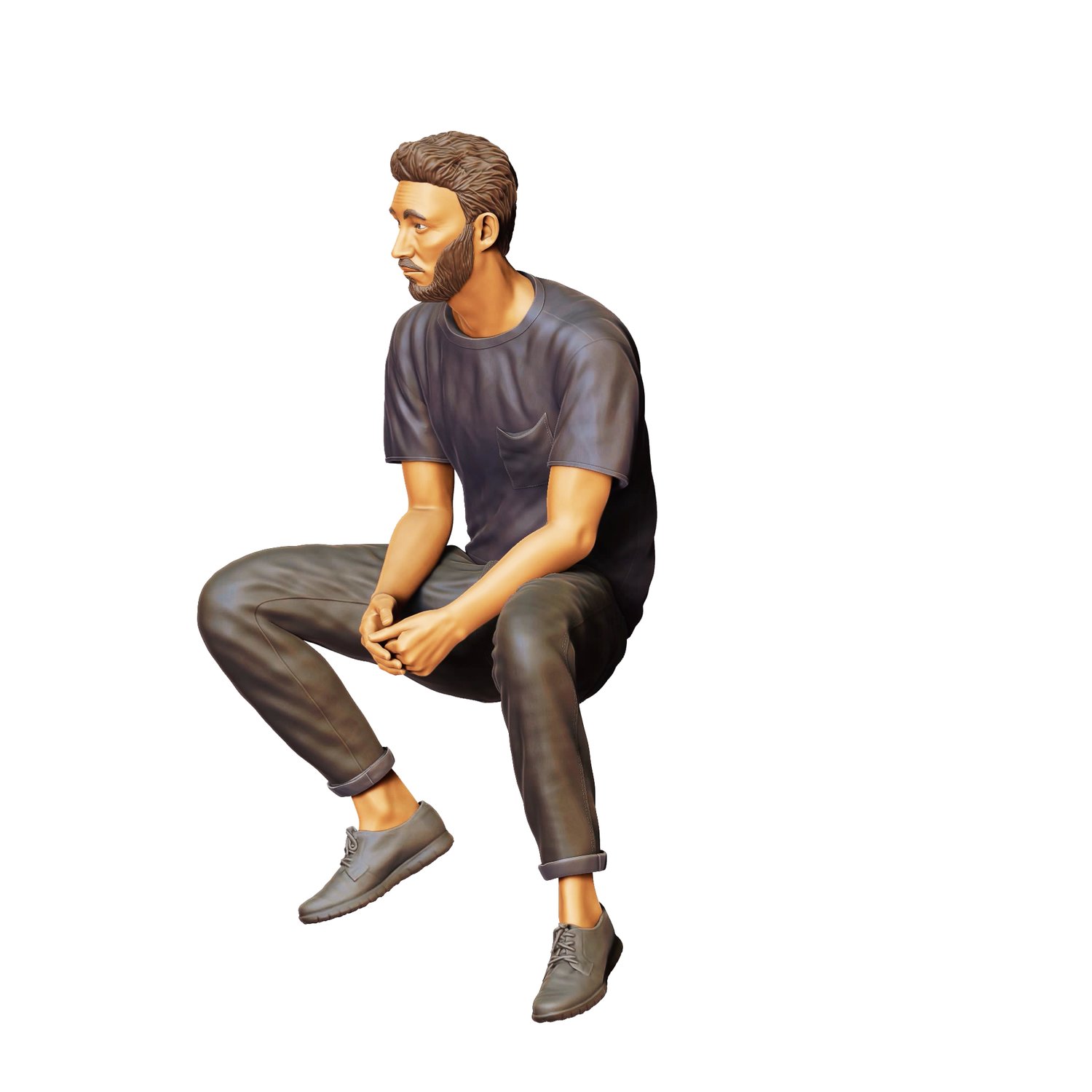 3DP Miniatures, a man sitting on a car, STL Files, 3D Print files