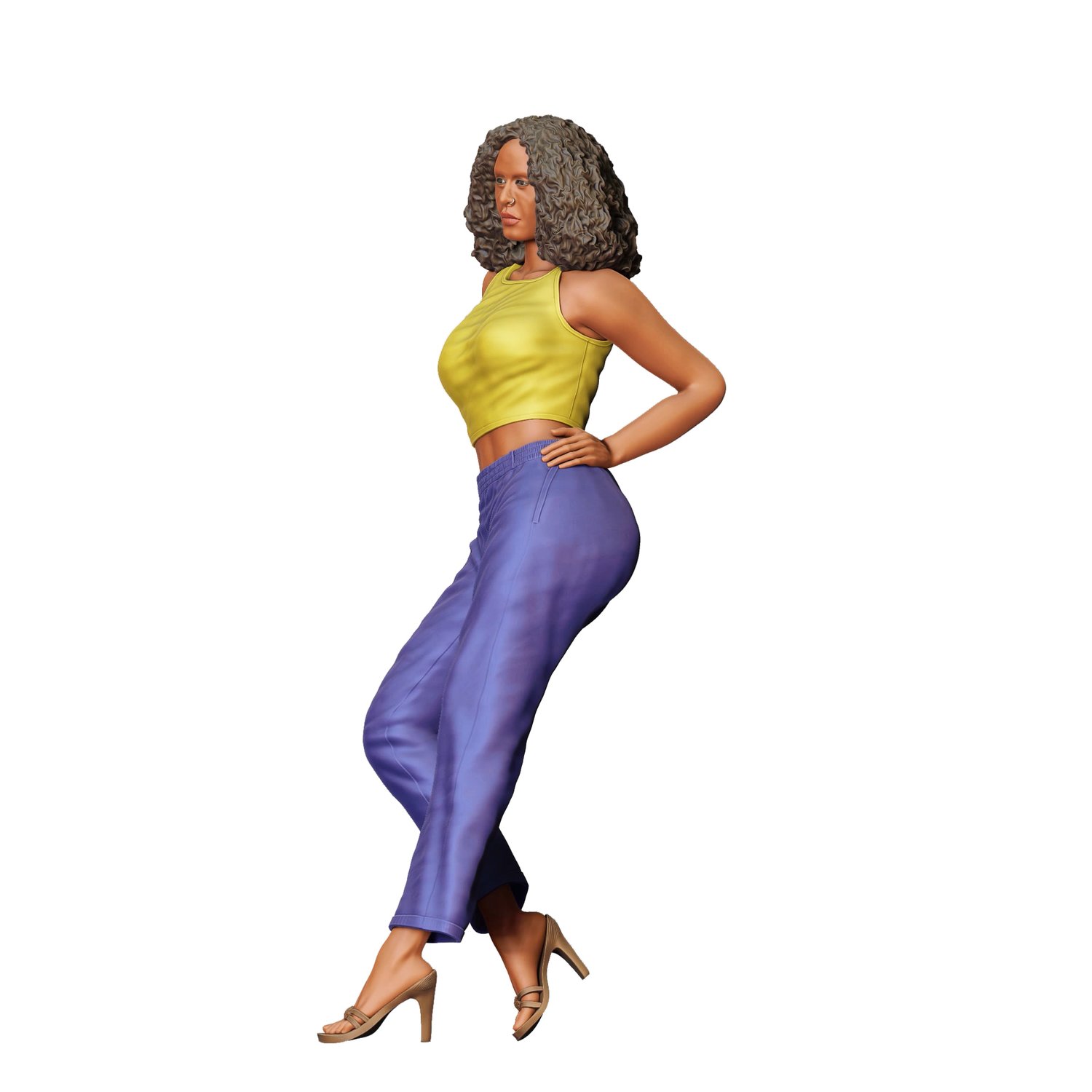 3DP Miniatures, a woman leaning on a car, STL Files, 3D Printable Files