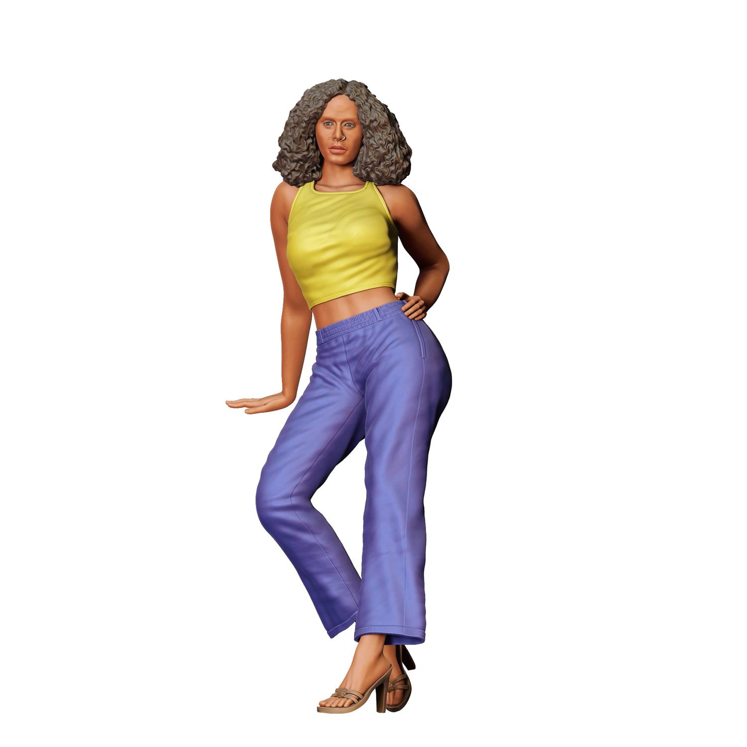 3DP Miniatures, a woman leaning on a car, STL Files, 3D Printable Files