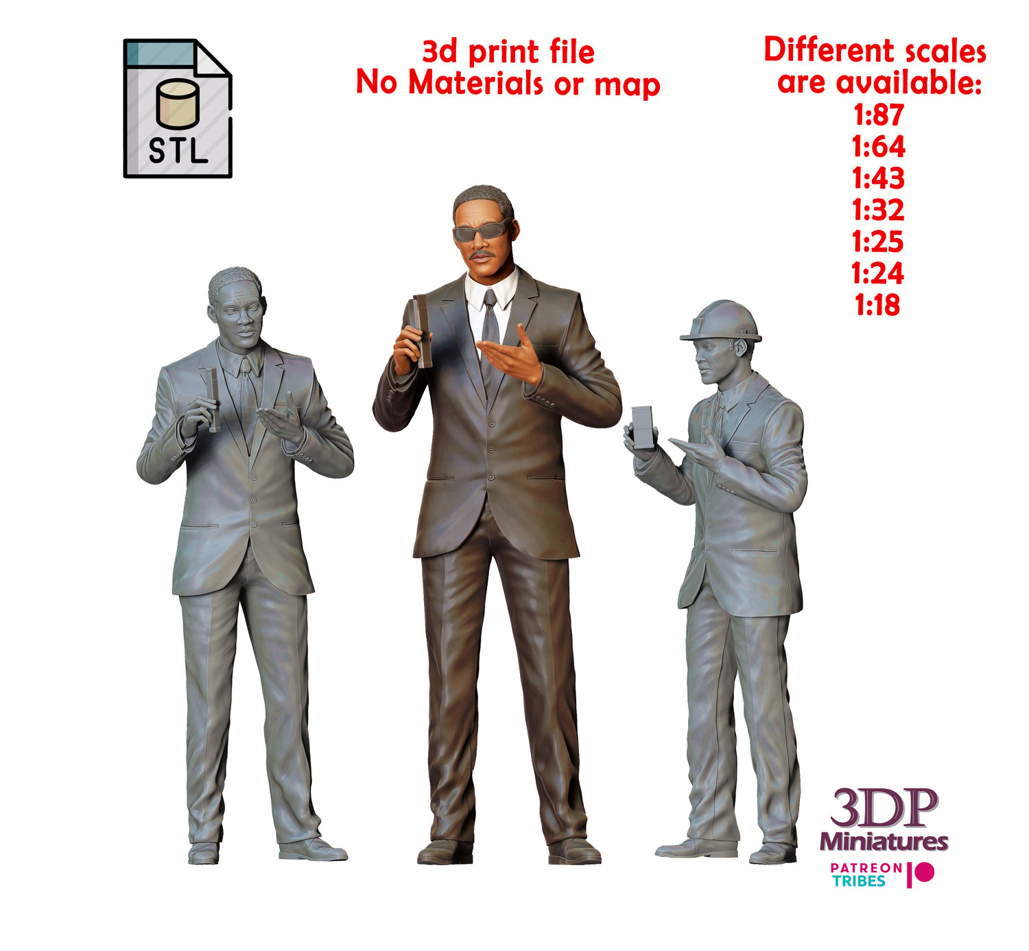 3DP Miniatures, MIB3 Will Smith, STL Files, 3D Printable Files