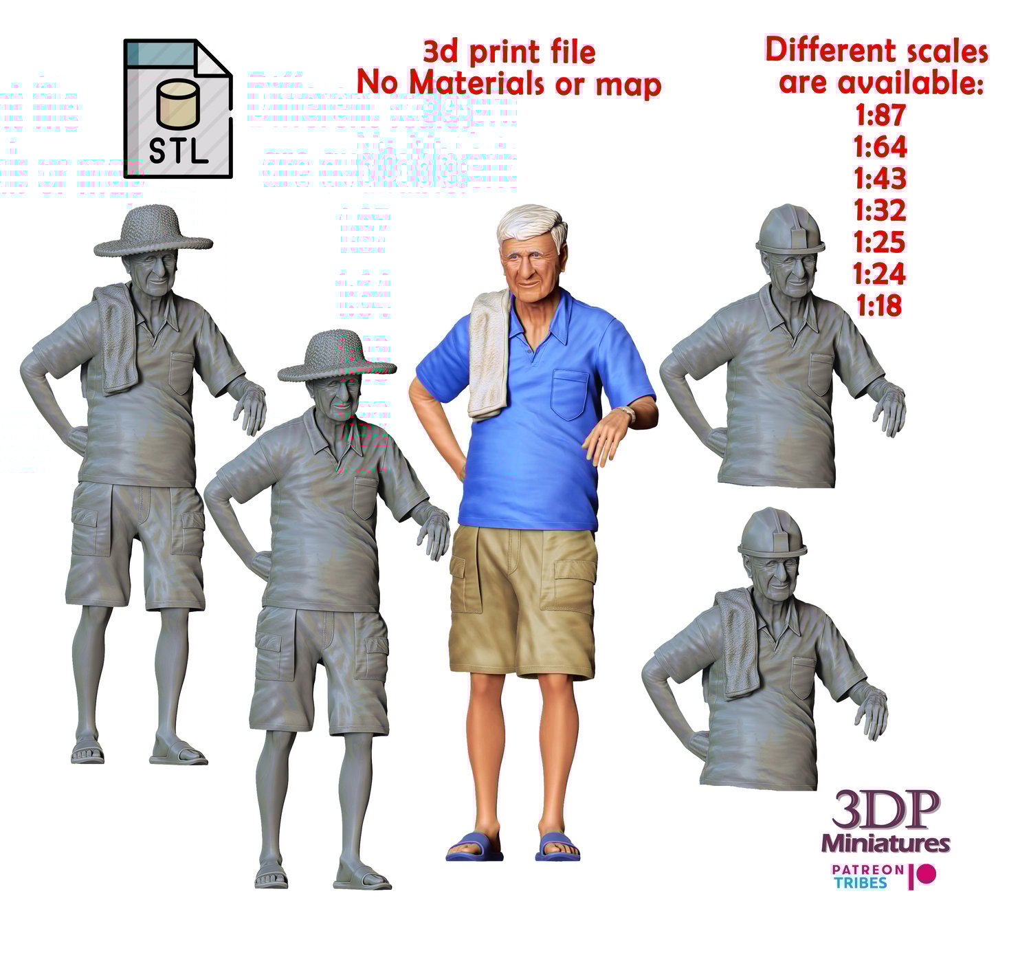 3DP Miniatures, a man leaning on a car, STL Files, 3D Printable Files