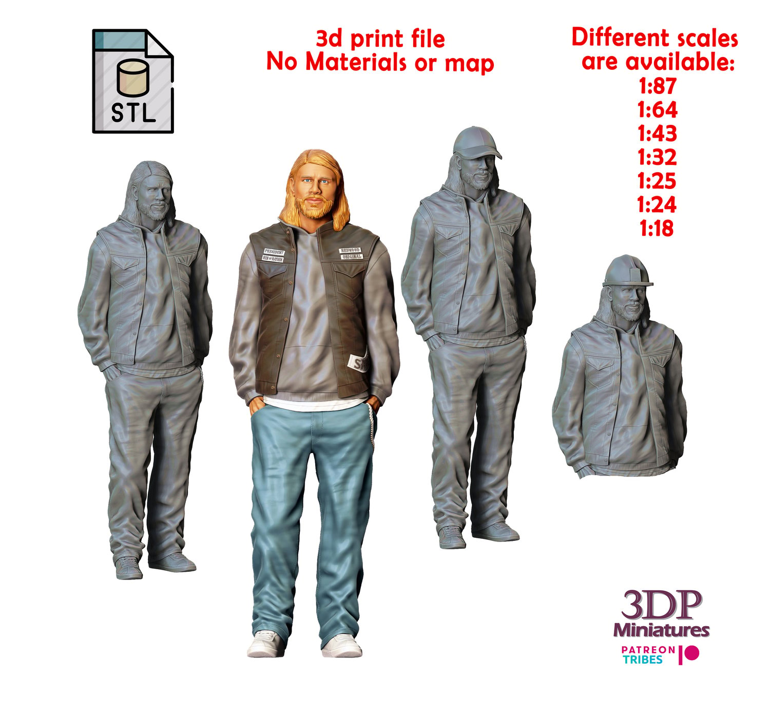 3DP Miniatures, Sons of Anarchy Jax Teller Charlie Hunnam
