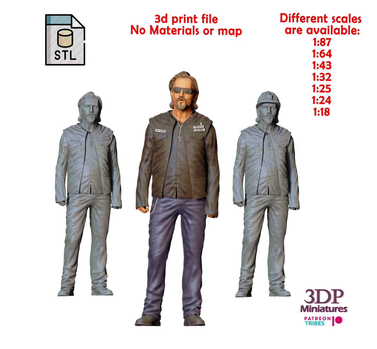 3dp Miniatures, Sons of Anarchy Chibs Telford Tommy Flanagan, STL Files, 3D Printable Files