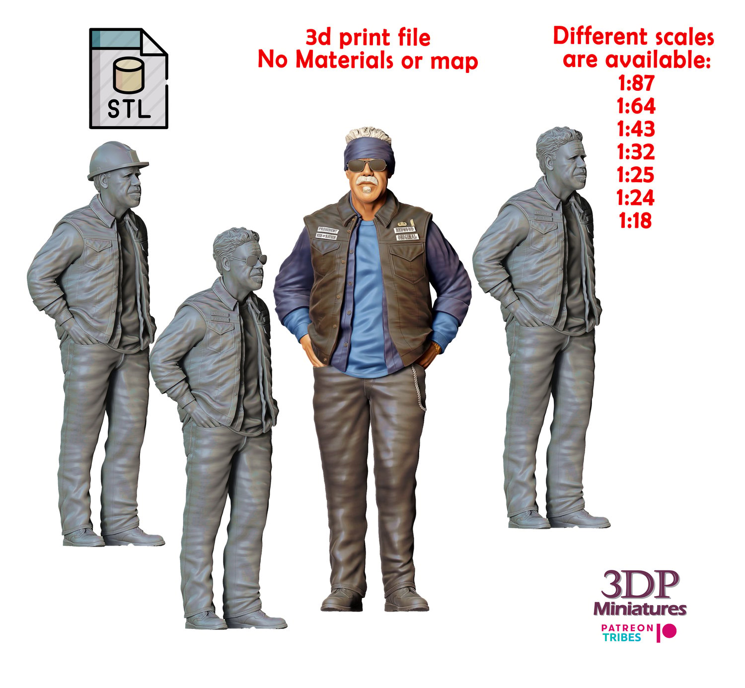 N3 Sons of Anarchy Clay Morrow Ron Perlman, 3dp Miniatures, STL Files