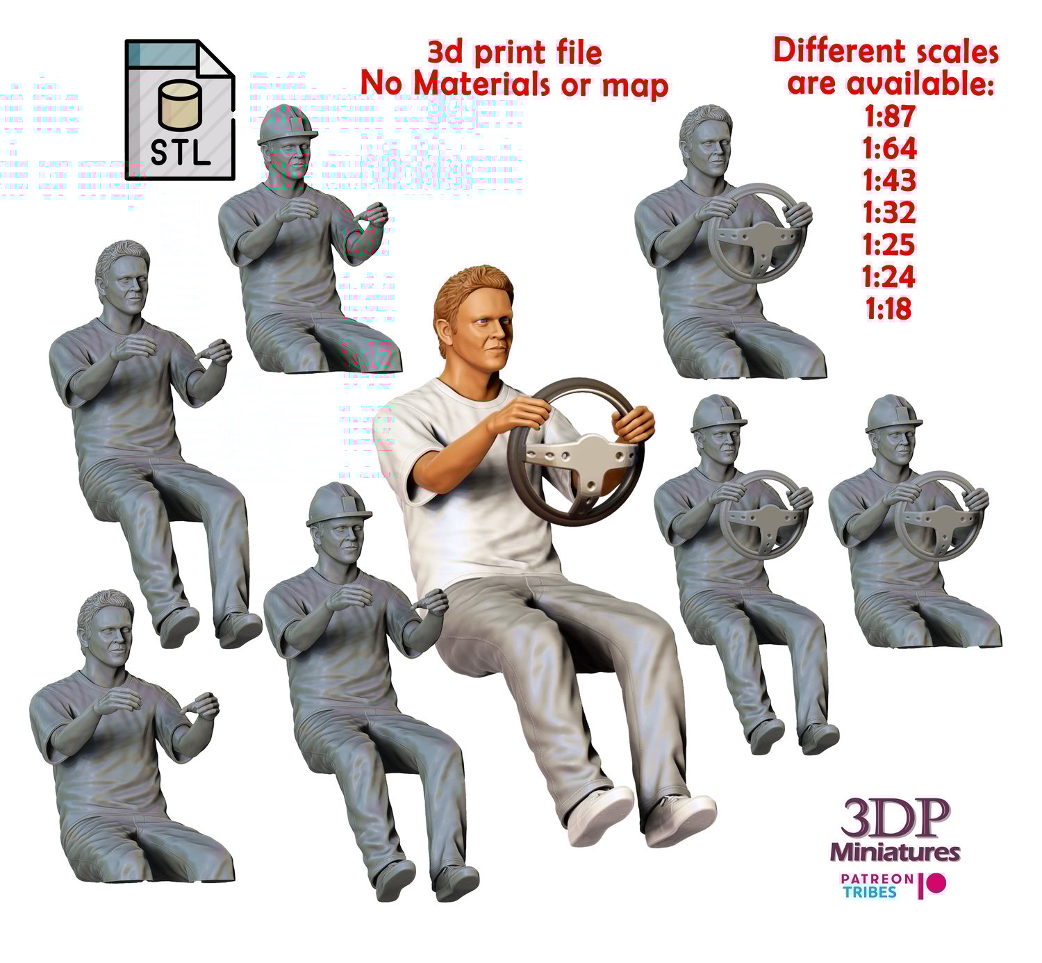 3DP Miniatures, Fast and Furious Sitting Brian OConner, STL Files, 3D Printable Files