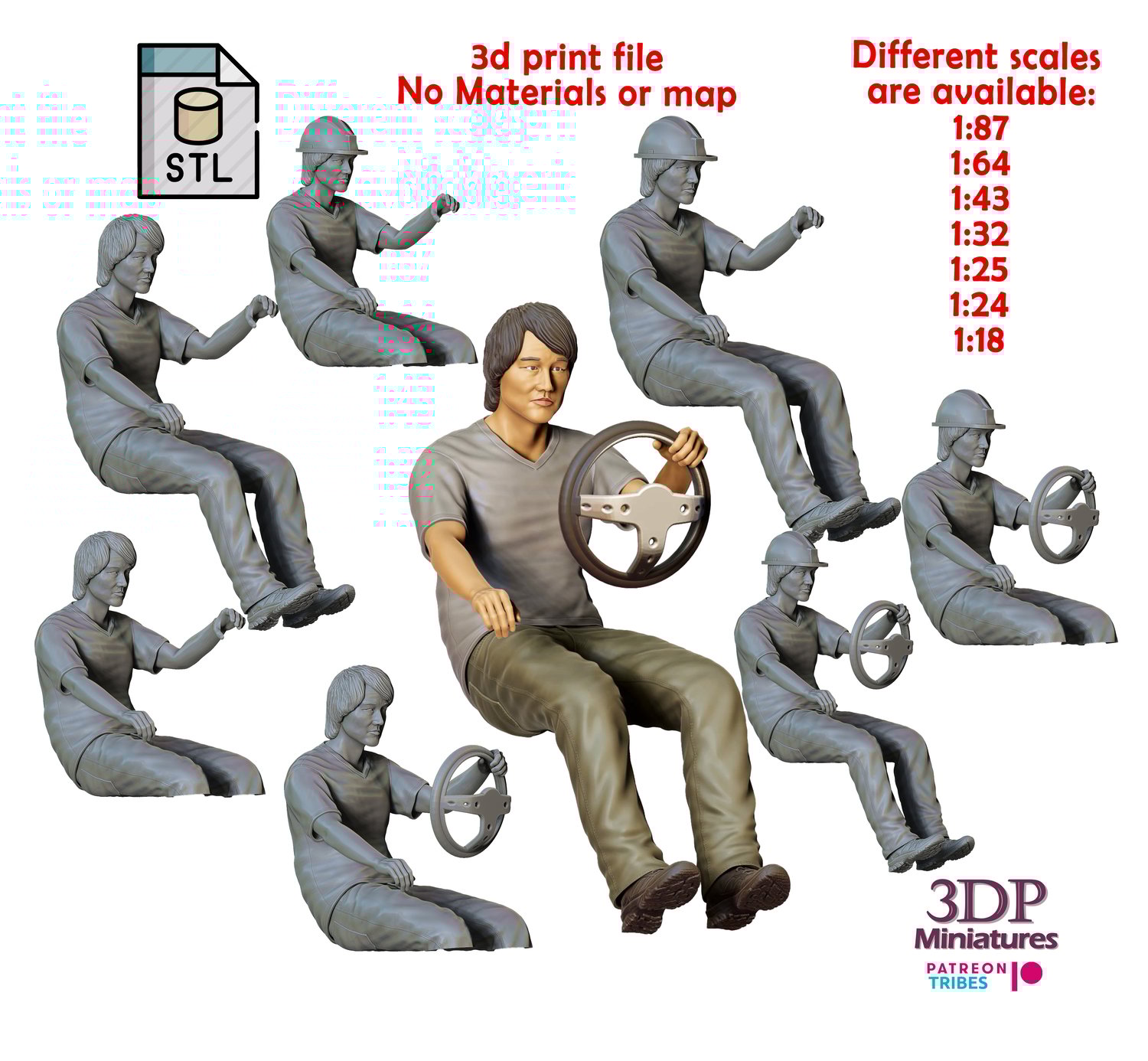 3dp Miniatures, Fast and Furious Sitting Han Lue, STL Files, 3D Printable Files