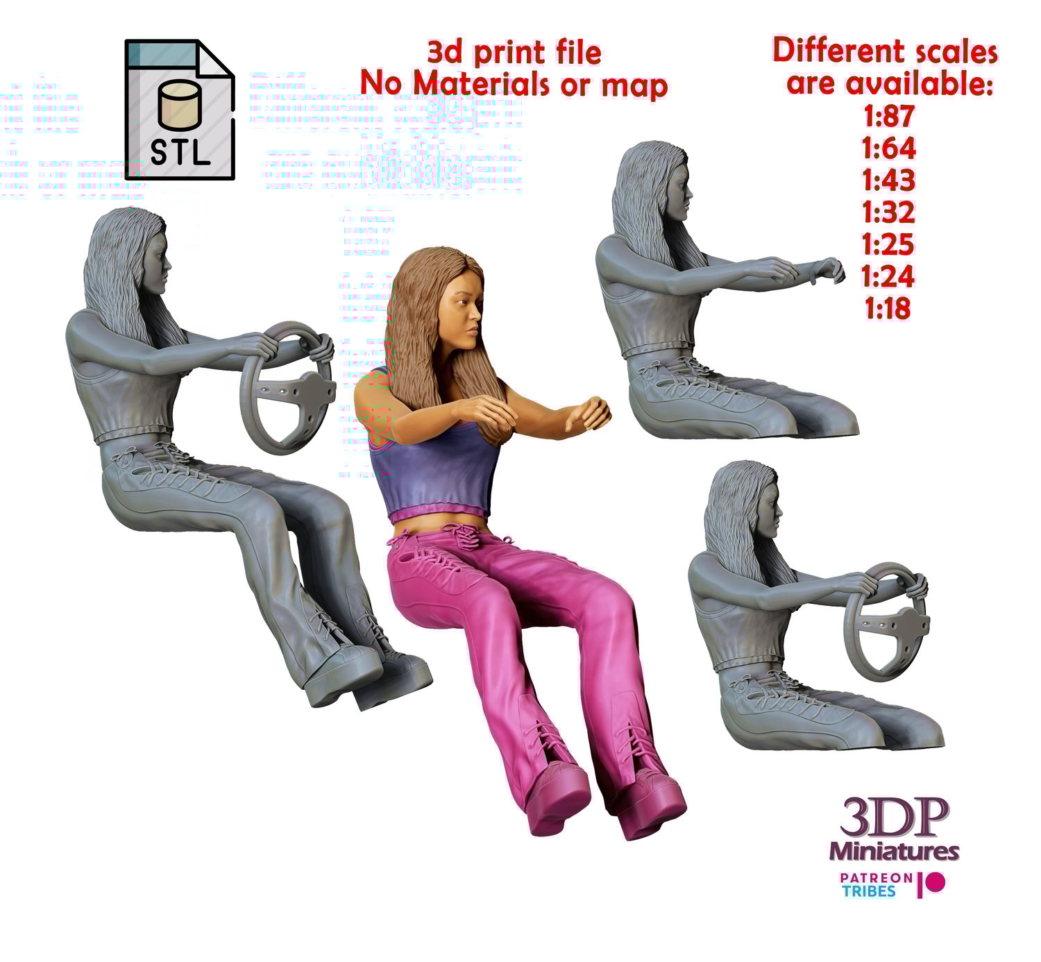 3dp Miniatures, Fast and Furious Sitting SUKI, STL Files, 3D Printable Files