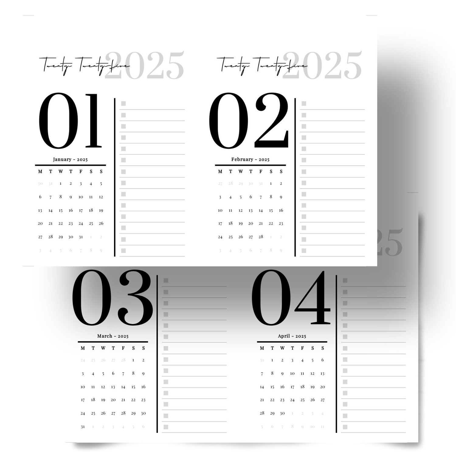 Minimalist 2025 Printable Desk Planner | Instant Download PDF