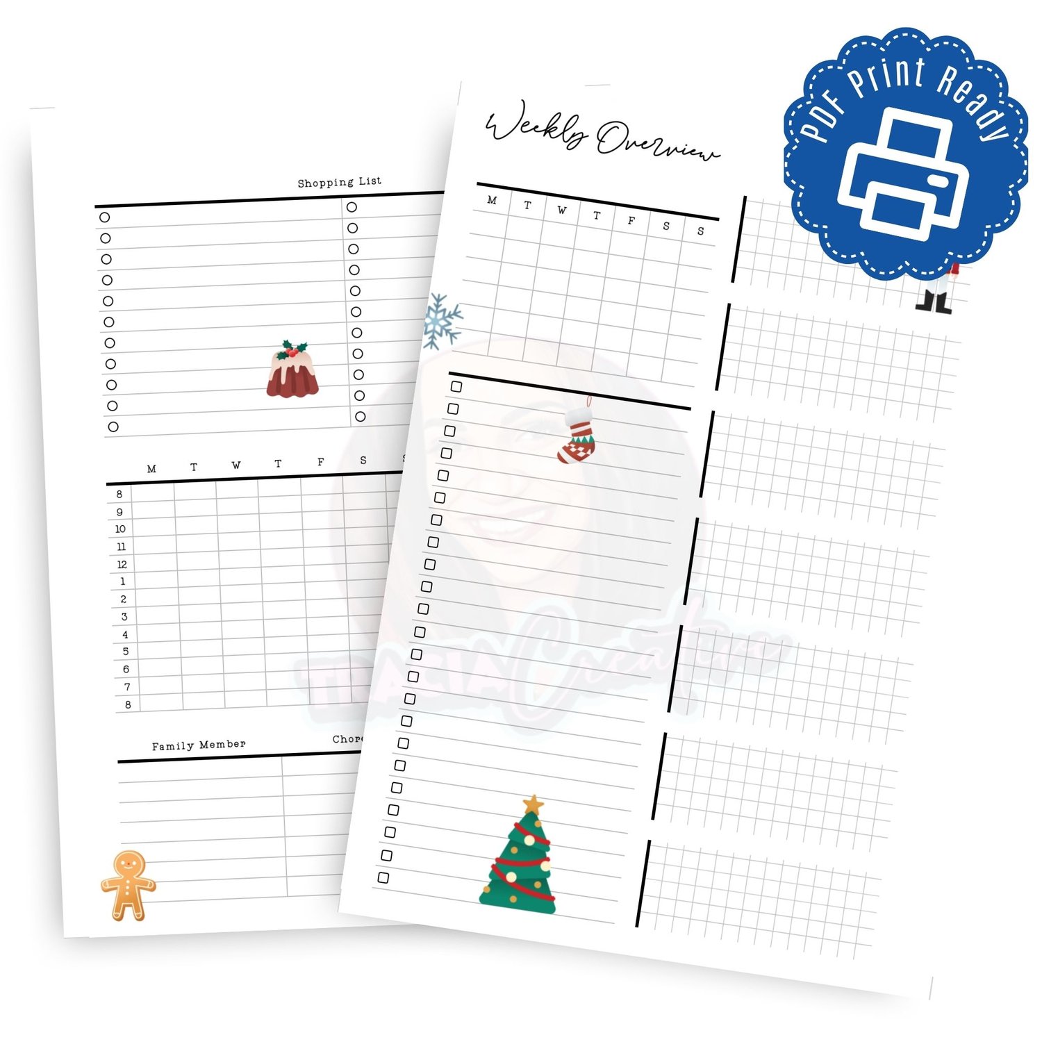 Printable Christmas Weekly Overview Planner – A5 Size Insert