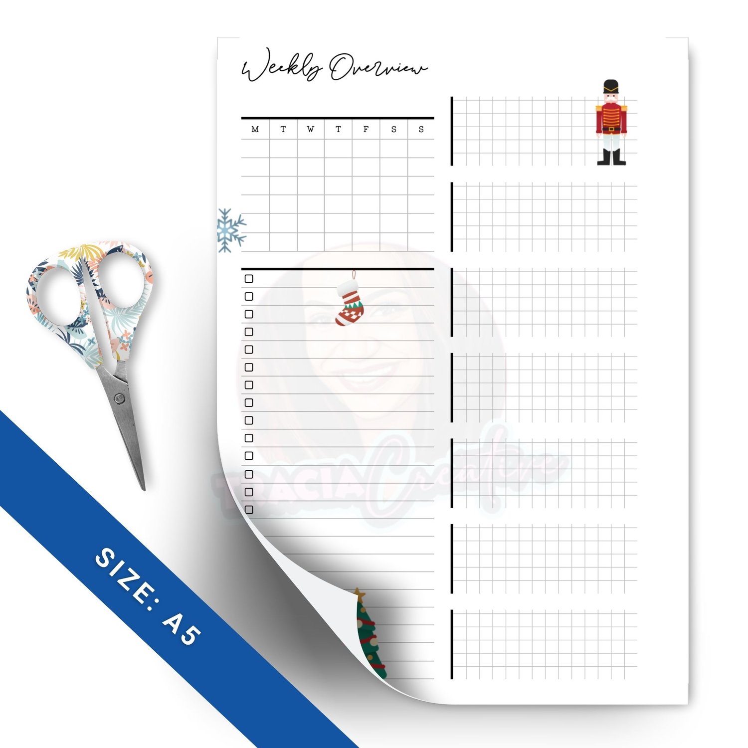 Printable Christmas Weekly Overview Planner – A5 Size Insert