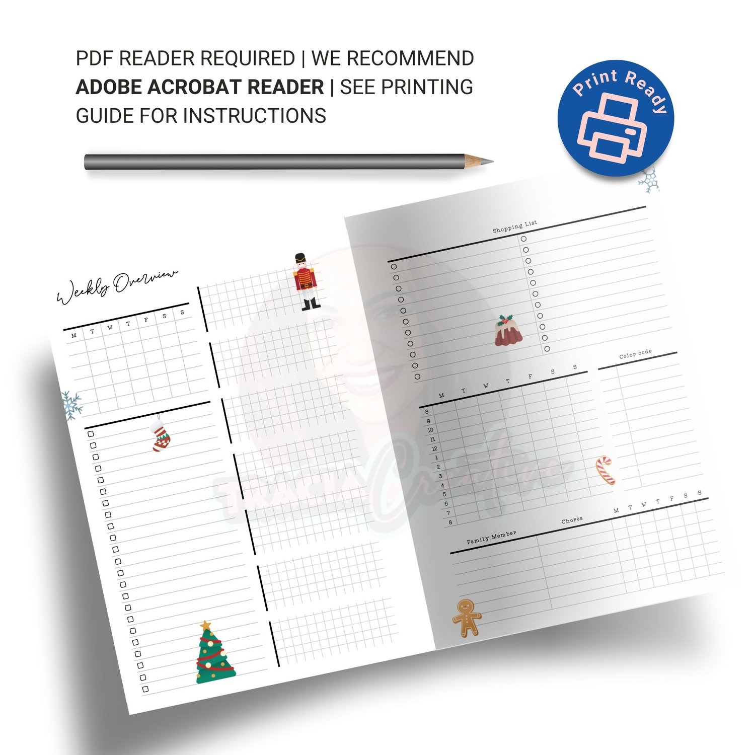 Printable Christmas Weekly Overview Planner – A5 Size Insert