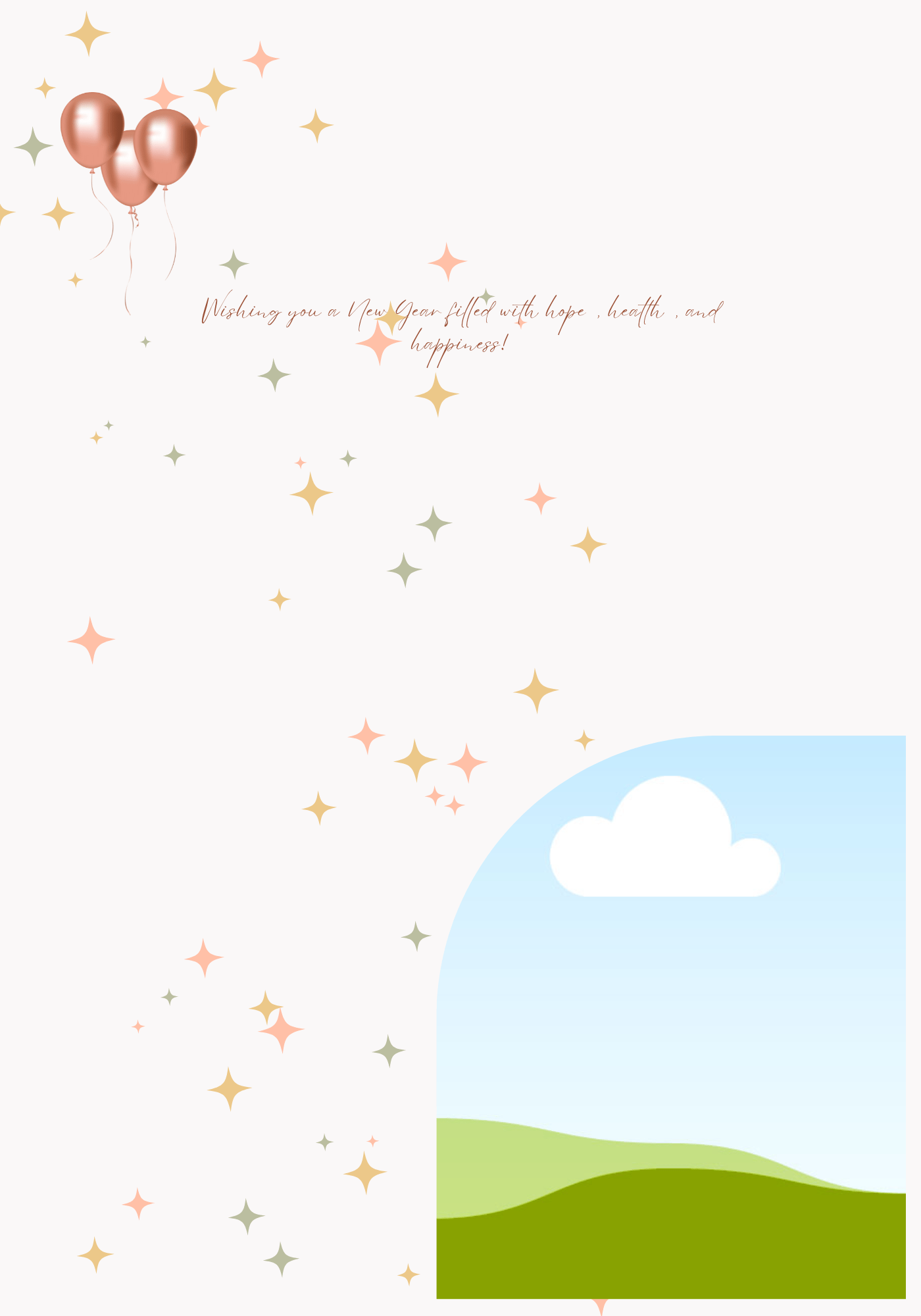 Customizable Cheers to New Year Celebration Folded Card Landscape | Digital Canva Template. Inside design