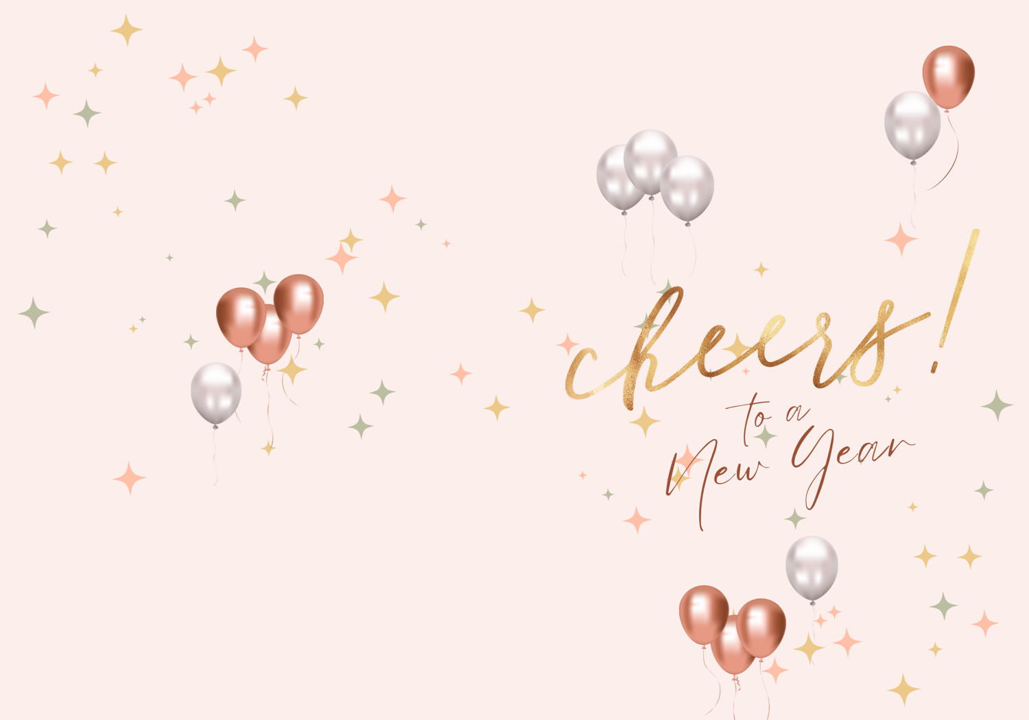 Customizable Cheers to New Year Celebration Folded Card Portrait | Digital Canva Template. Outside design
