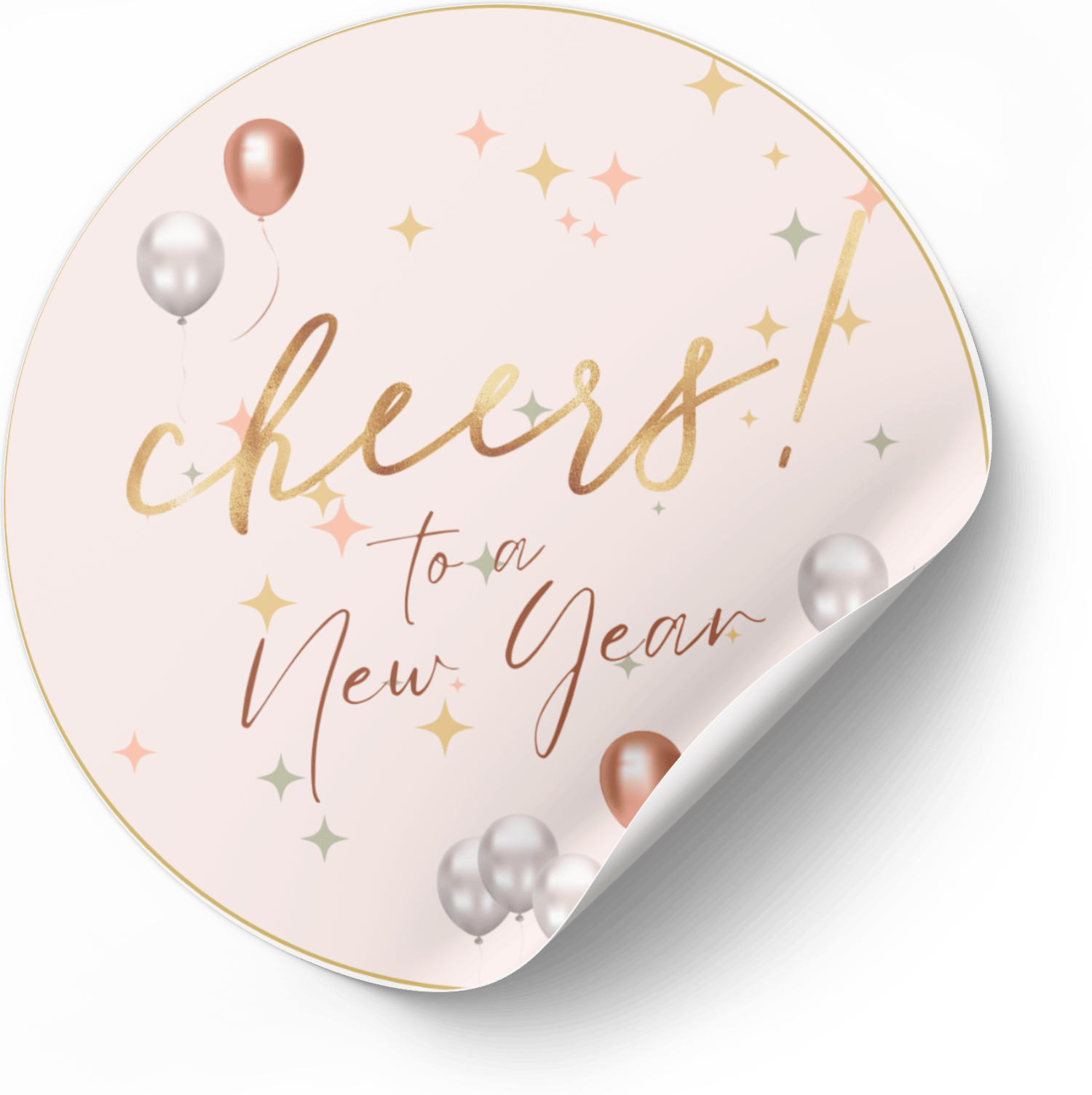 Customizable Cheers to New Year Celebration Circle Sticker | Digital Canva Template. Mock circle sticker
