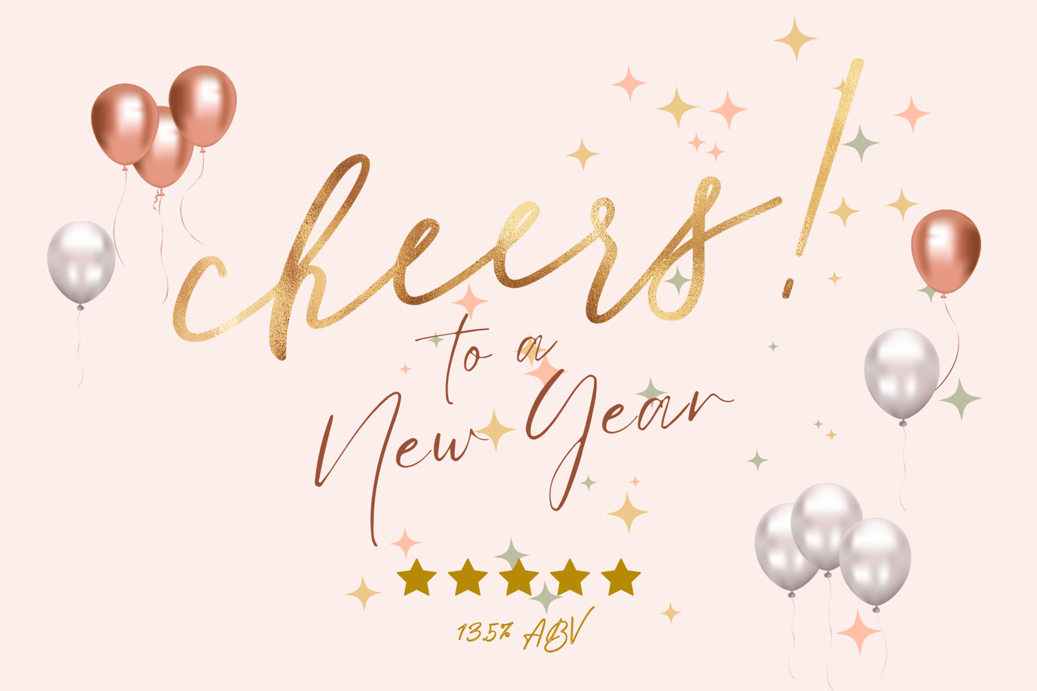Customizable Cheers to New Year Celebration Sticker Label 6"x4" | Digital Canva Template. Design
