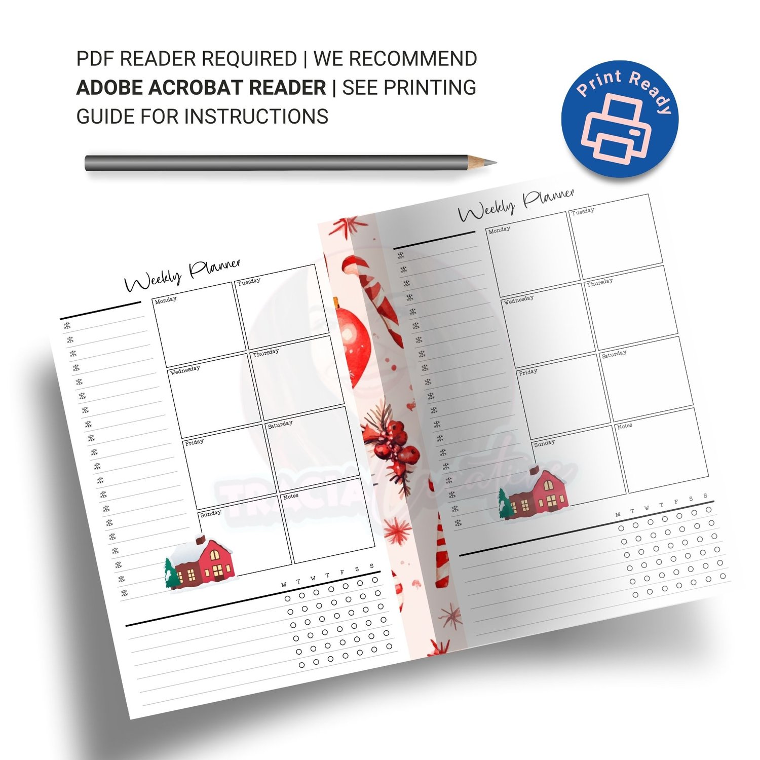 Printable Christmas Weekly Planner Insert for A5