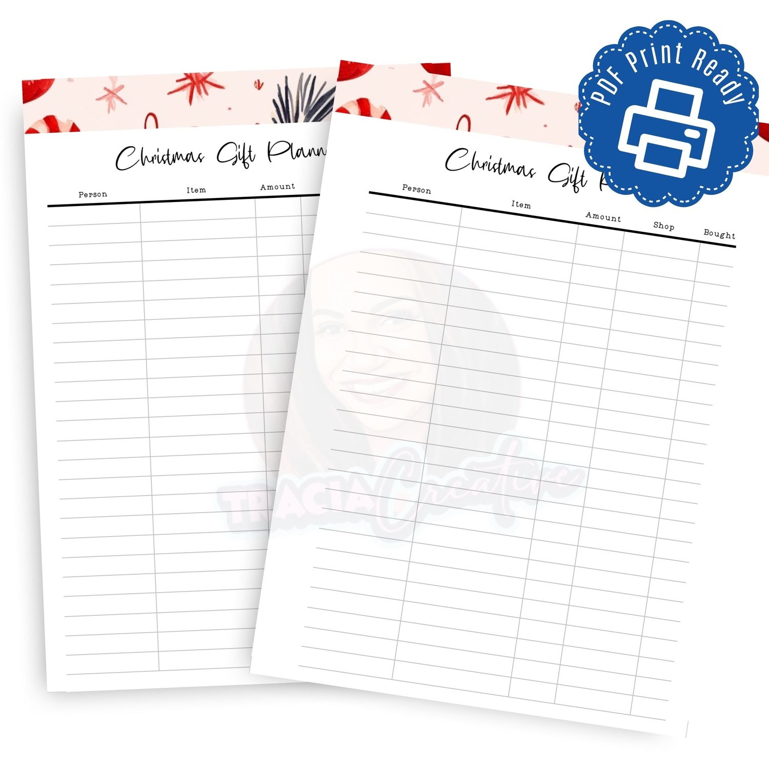 Printable Christmas Gift Planner Insert for A5