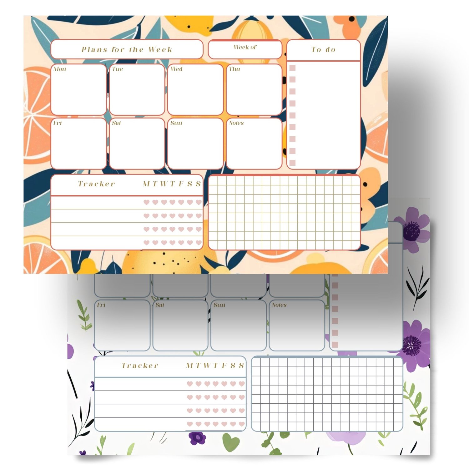 Colorful Weekly Desk Planner Set | Printable A5 PDF