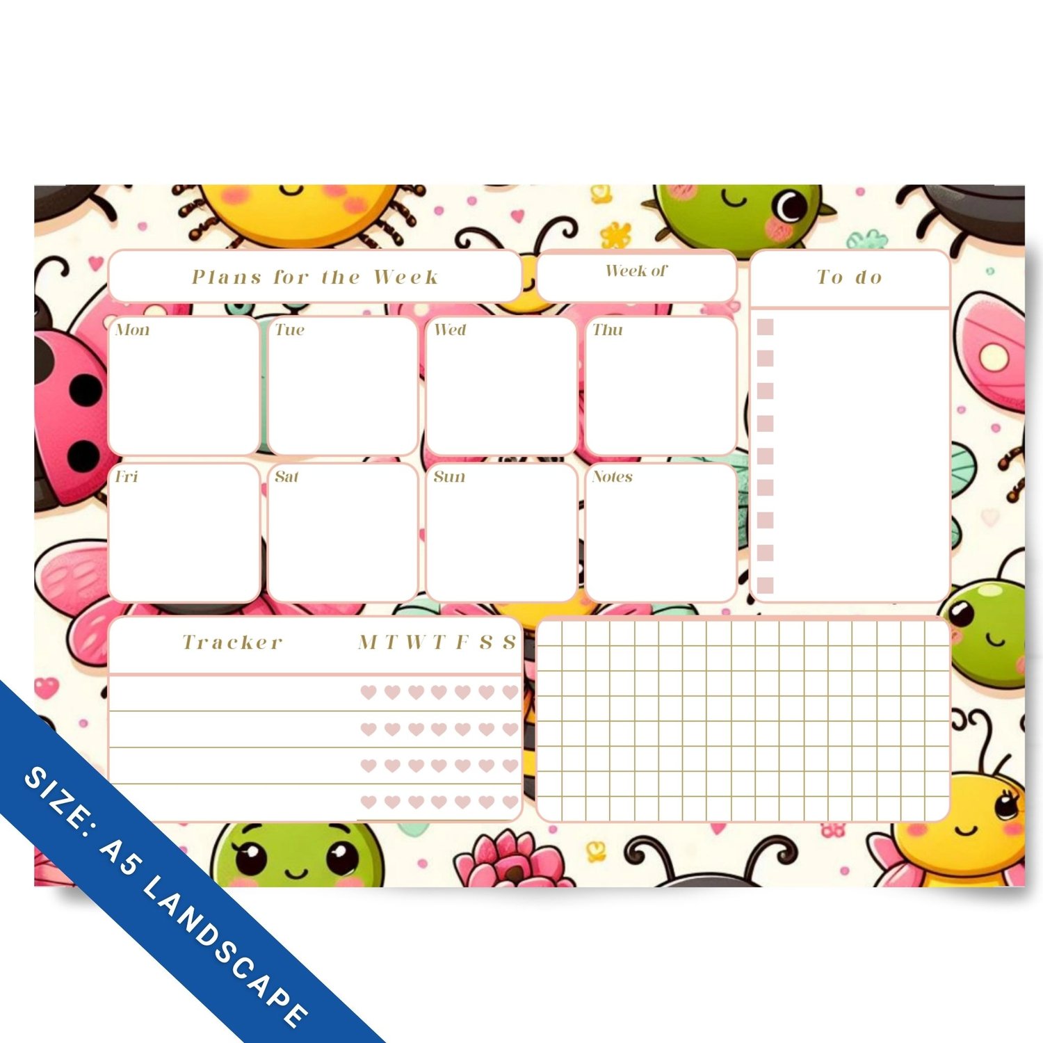 Colorful Weekly Desk Planner Set | Printable A5 PDF