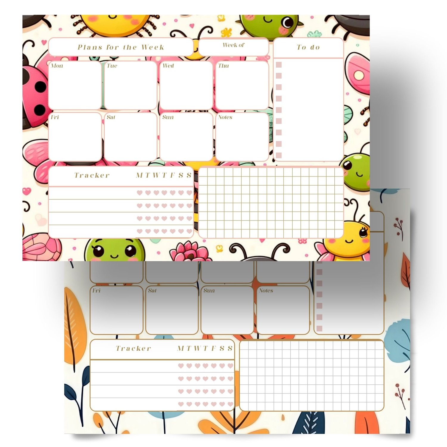 Colorful Weekly Desk Planner Set | Printable A5 PDF