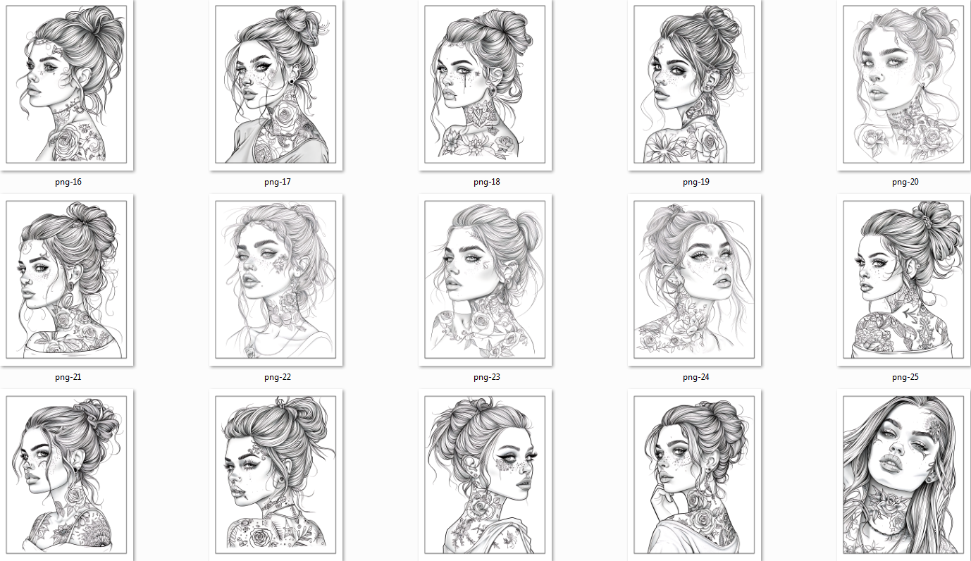 Beautiful Tattooed Girl Coloring Pages