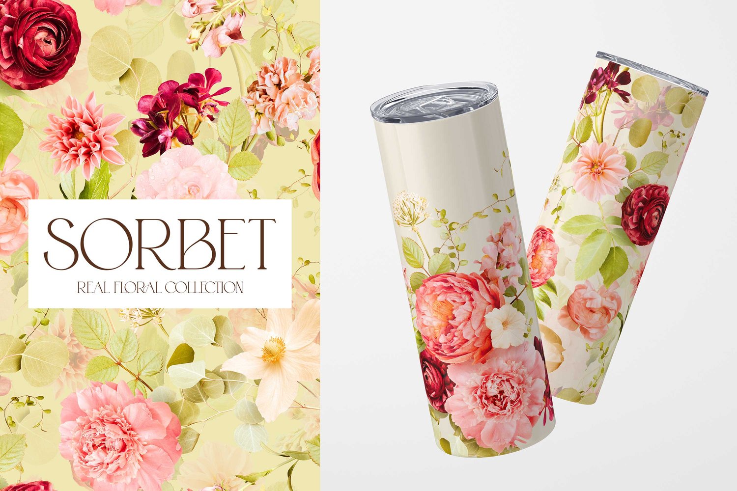 pink, cream, and burgundy floral clip art graphics