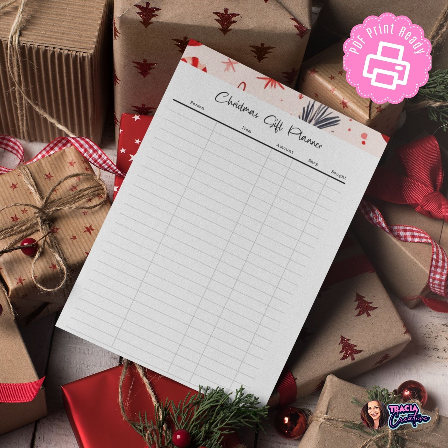 Printable Christmas Gift Planner Insert for A5