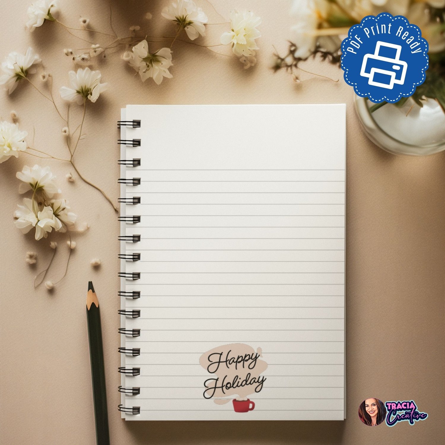 Printable Happy Holidays Notepad for A6 Planners