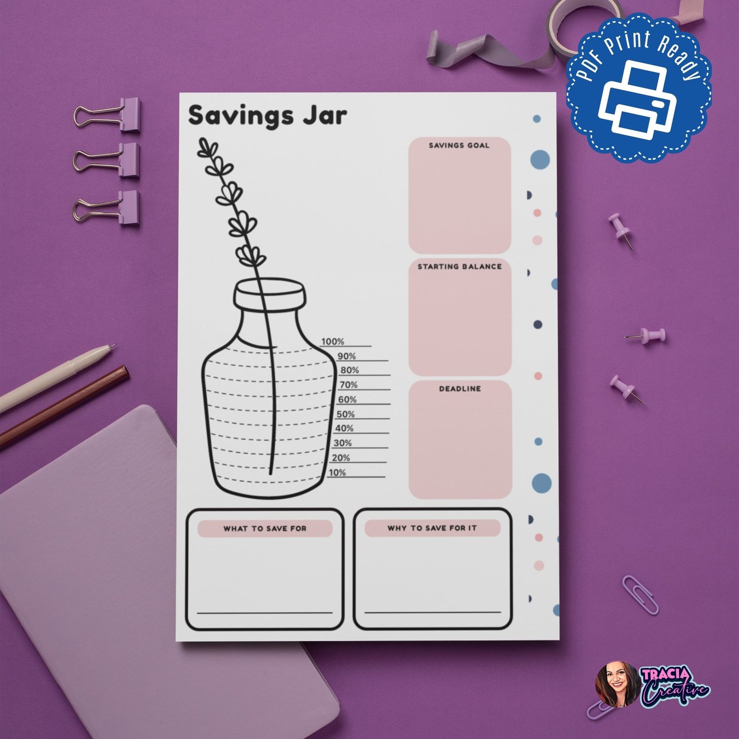 Printable Savings Jar Planner – Track Your Saving Goals