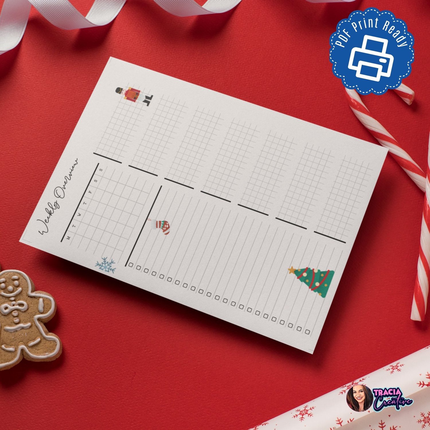 Printable Christmas Weekly Overview Planner – A5 Size Insert