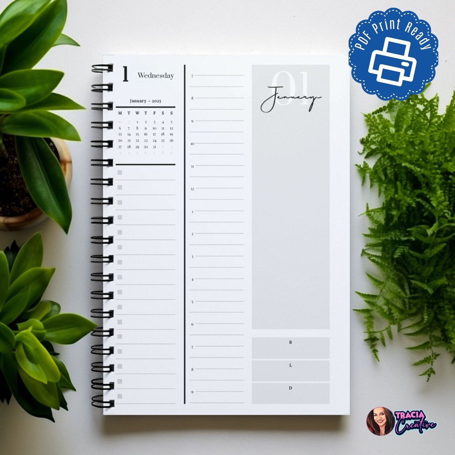 Sleek Minimalist 2025 Daily Dated Planner for Effortless Organization