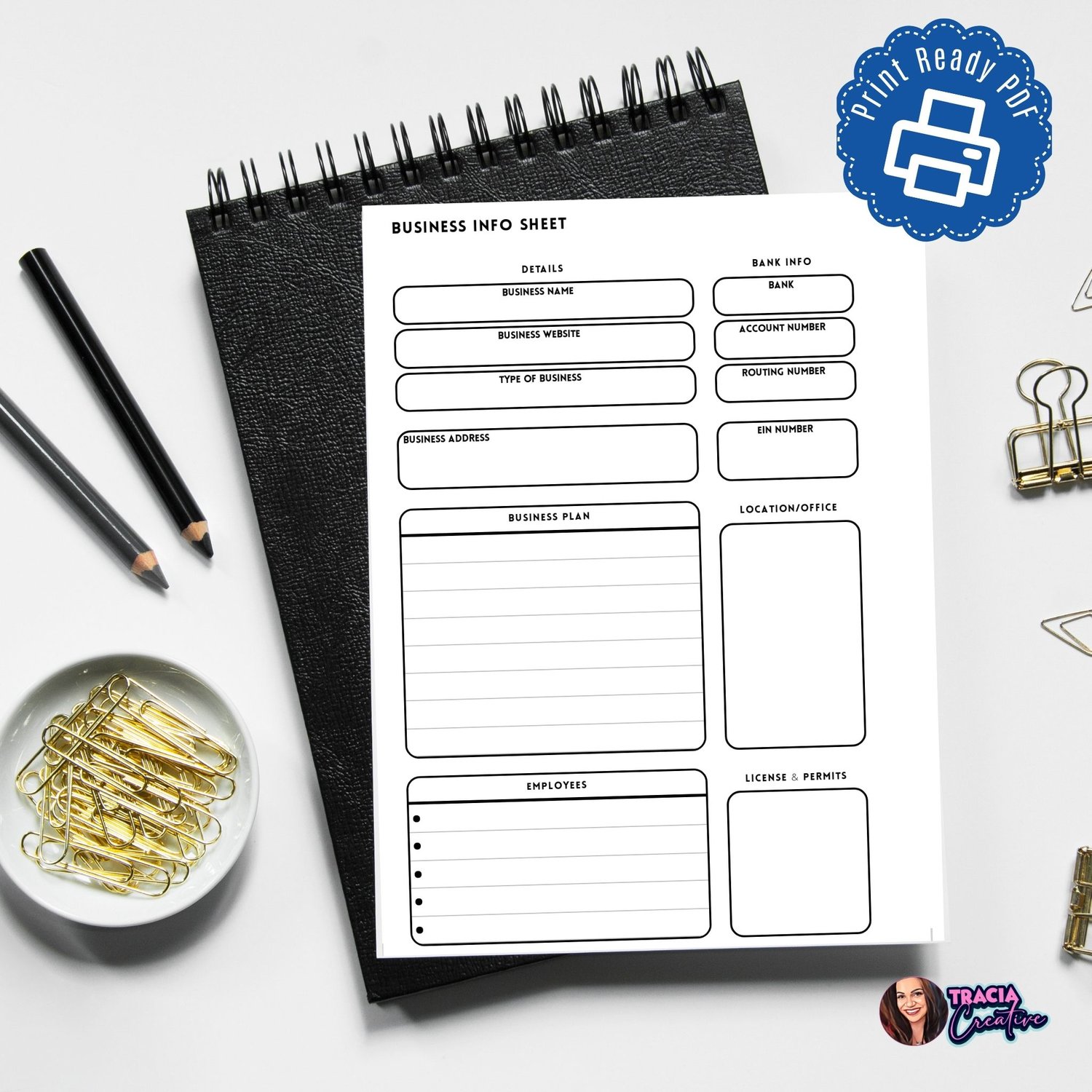 Business Info Sheet - Minimalist Printable | Instant Download