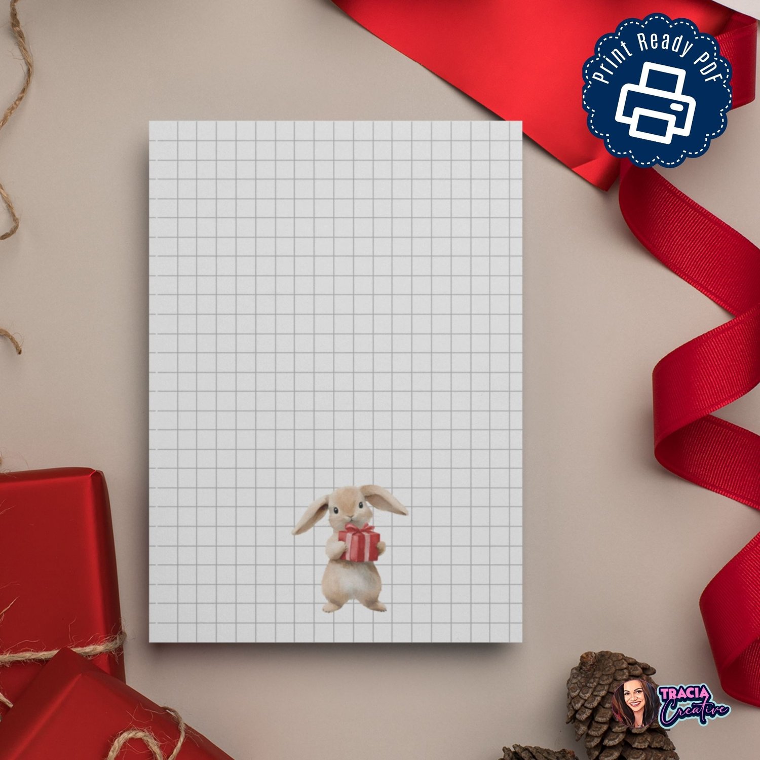 Christmas Notepad | Printable A6 Notepad | Festive Grid Paper