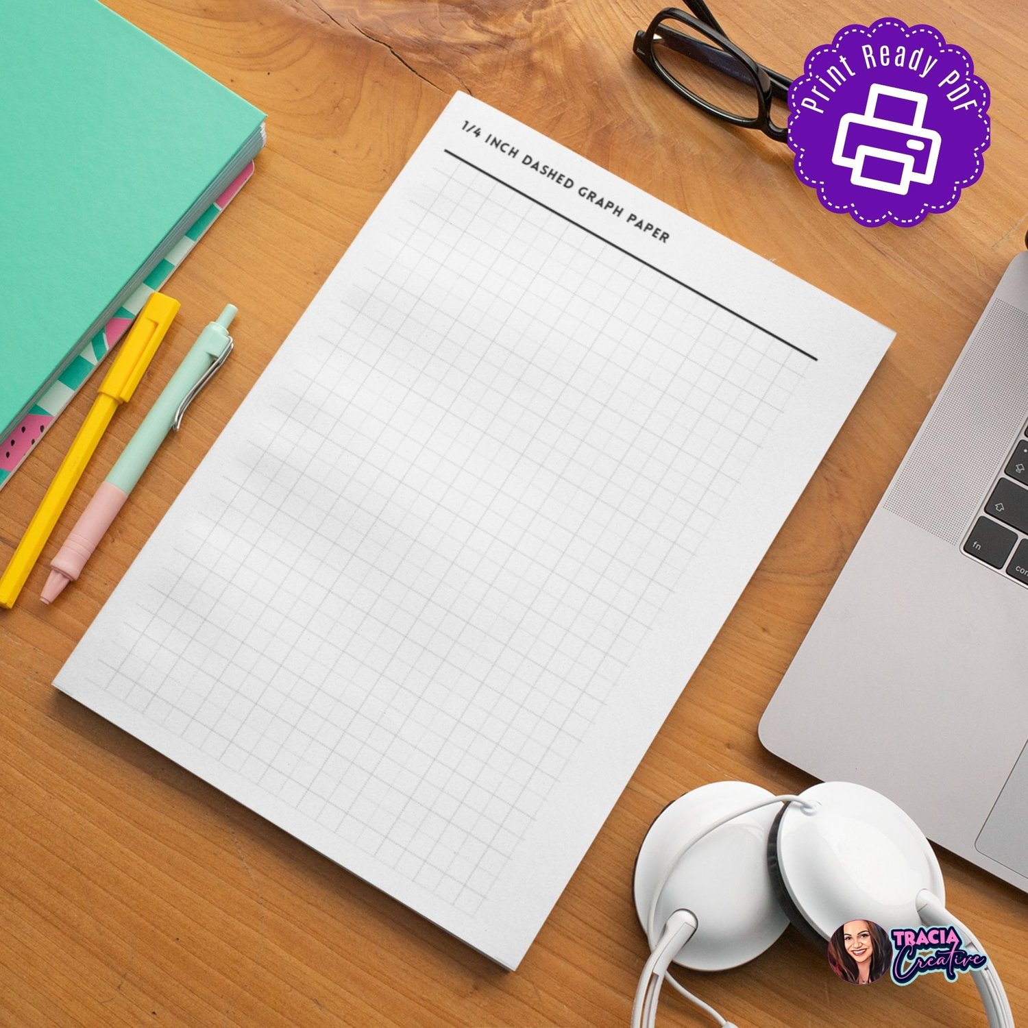 Free Printable 1/4 Inch Dashed Graph Paper - Perfect for Drawing, Planning & Organization