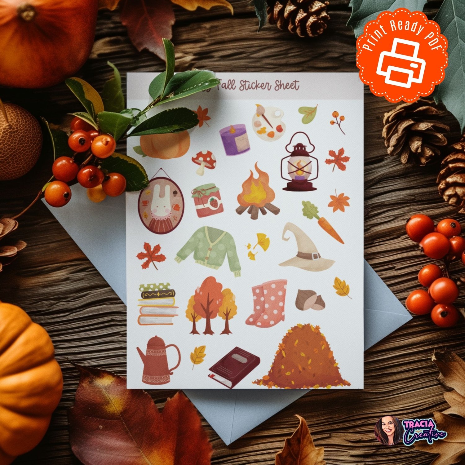 50+ Cozy Fall Stickers | Instant Download PDF | Autumn Planner Decorations