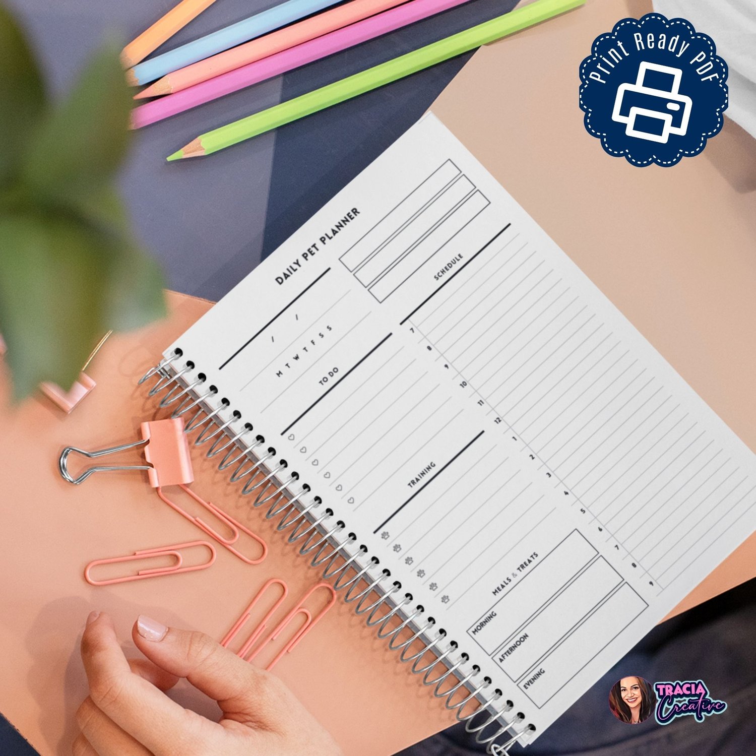 Daily Pet Planner Insert A5 - Minimalist Style | Tracia Creative