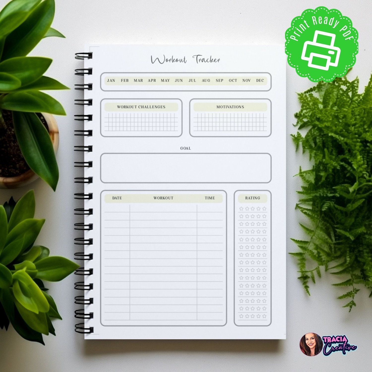 Minimalist Workout Planner | A5 Printable | Instant Download PDF