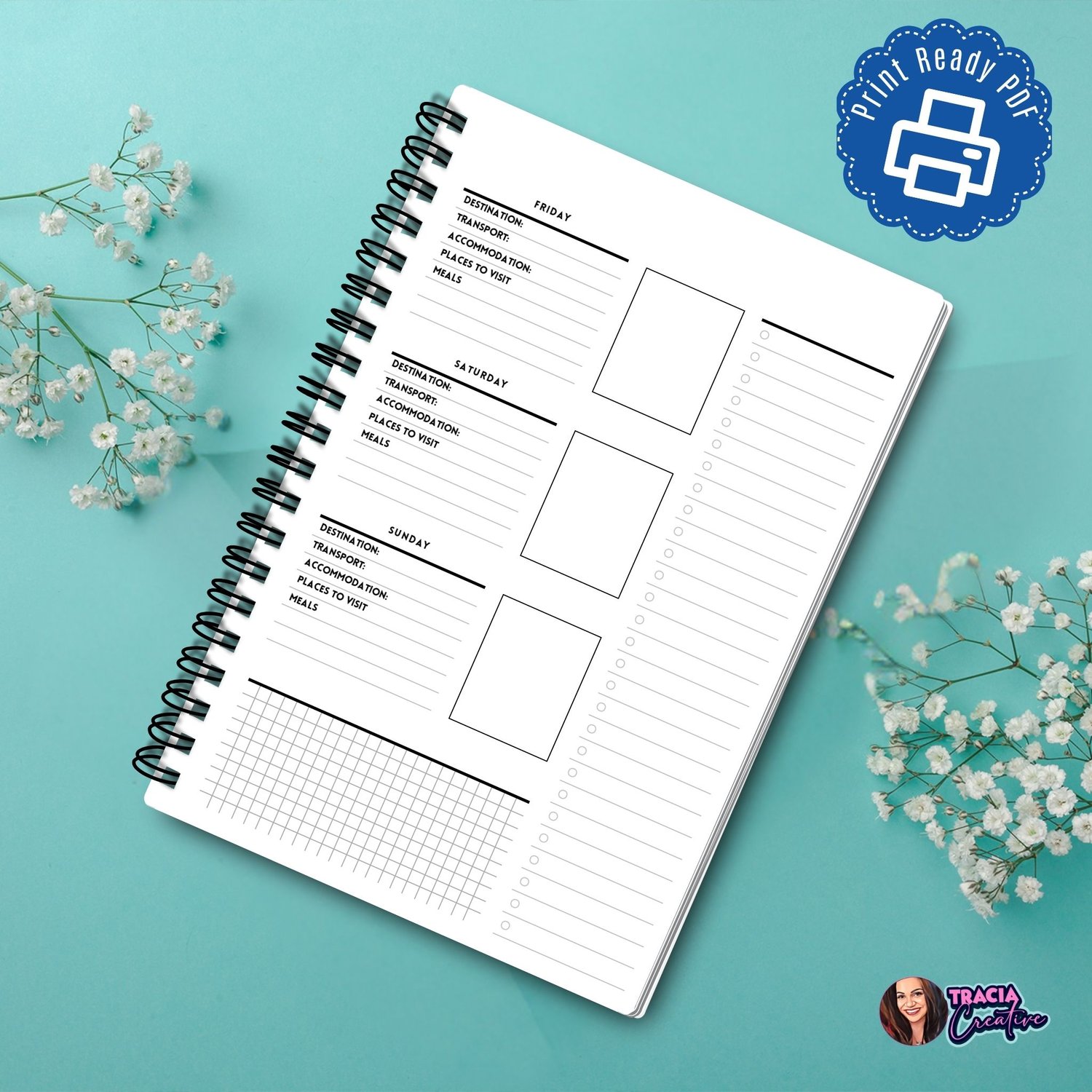 Weekly Travel Planner | Minimalist Design | A5 Printable | Instant Download