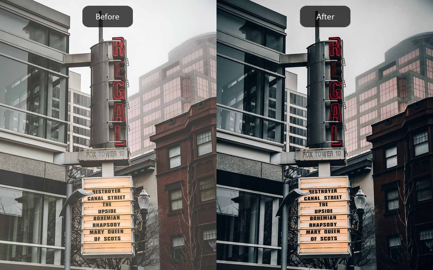 Cinematic Dark - Lightroom Presets - Before-After