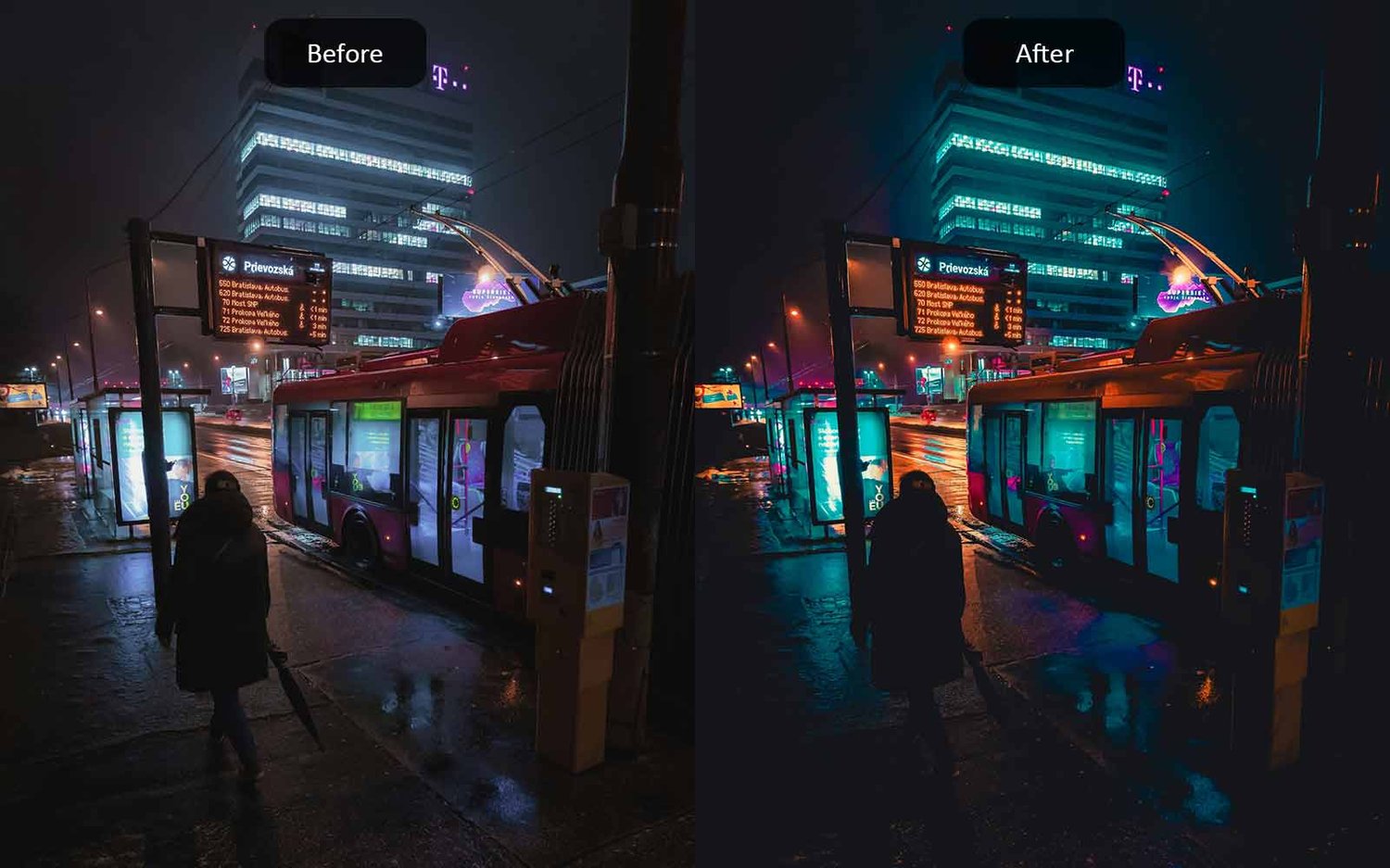 Cinematic Night - Lightroom Presets - Before-After