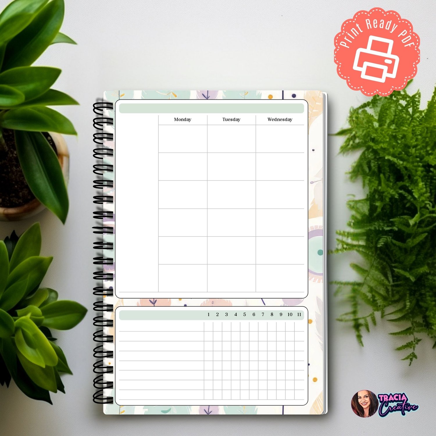 Pastel Undated Monthly Planner | Tracia Creative