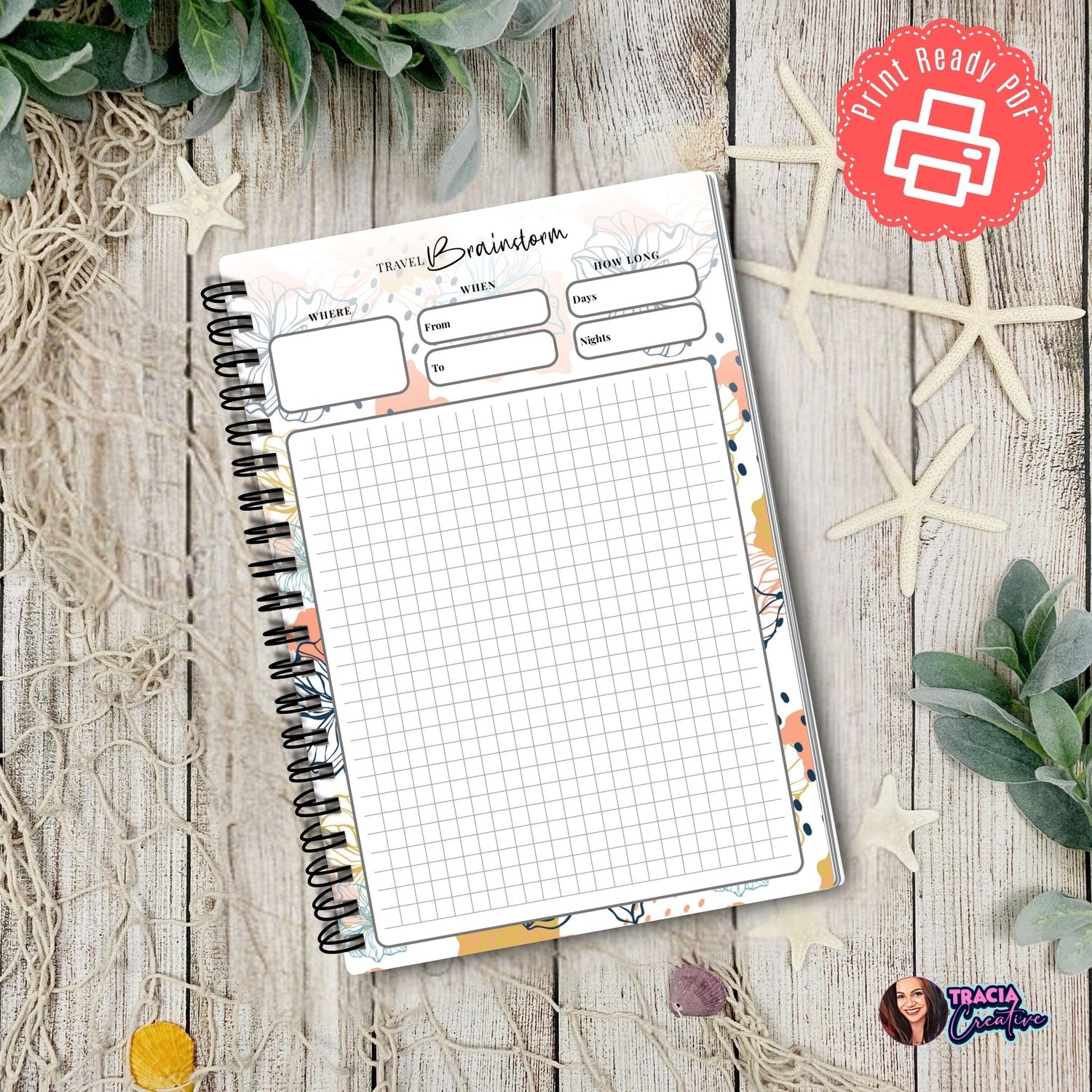 Travel Brainstorm A5 Planner Insert | Tracia Creative