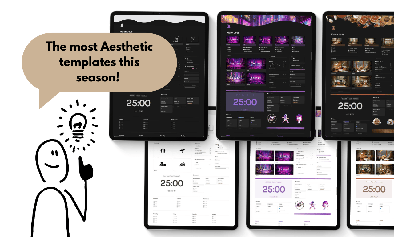 Vision 2025 | Chocolate Brown Night Notion Template - Payhip
