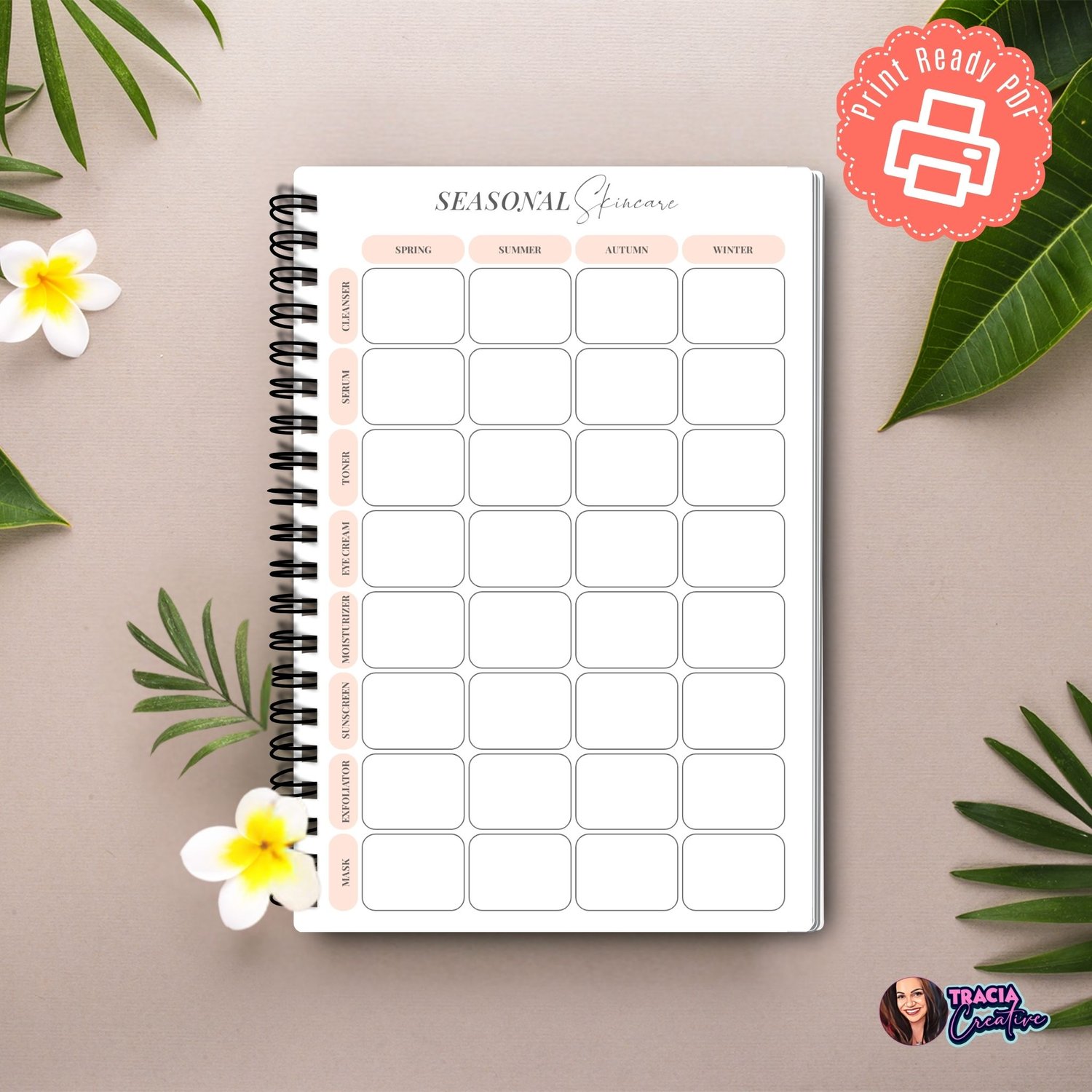 Seasonal Skincare Tracker A5 | Tracia Creative