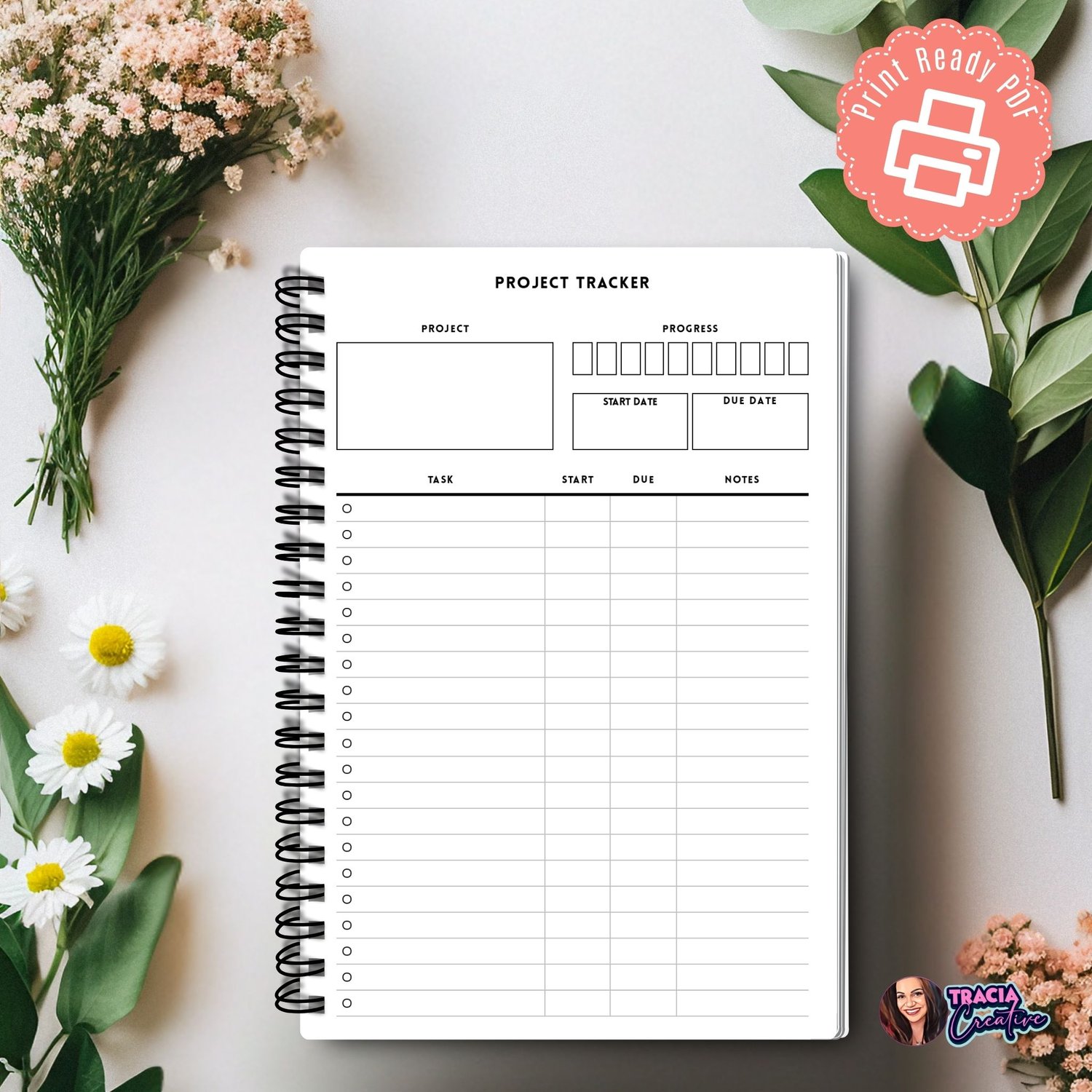 Minimalist Project Tracker A5 Template | Tracia Creative