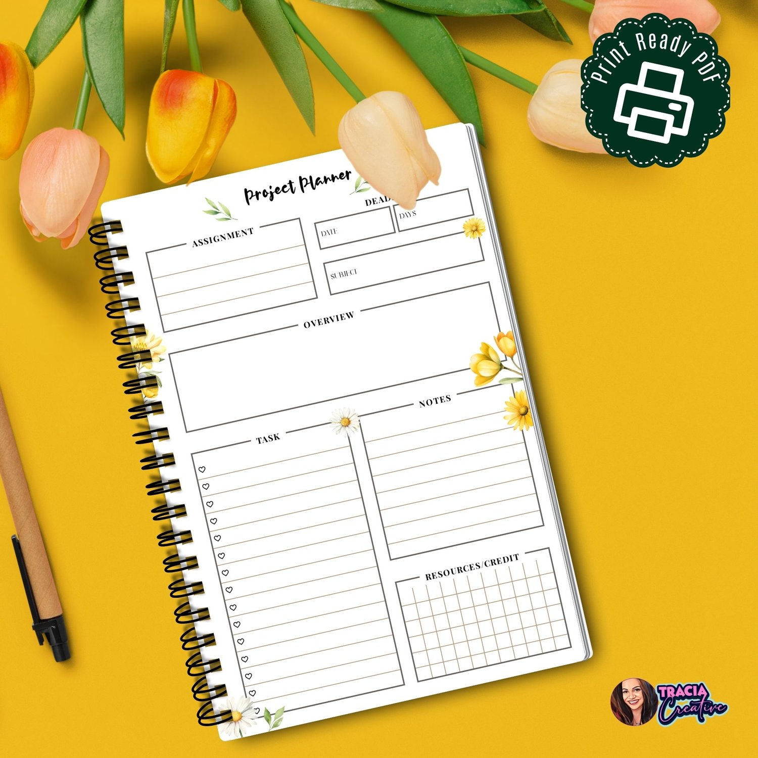 Project Planner Spring A5 | Tracia Creative